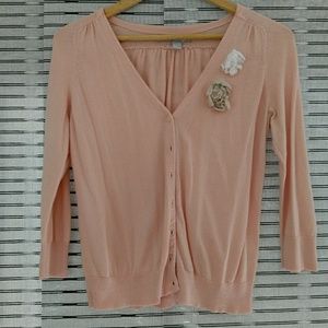 Peach, floral cardigan